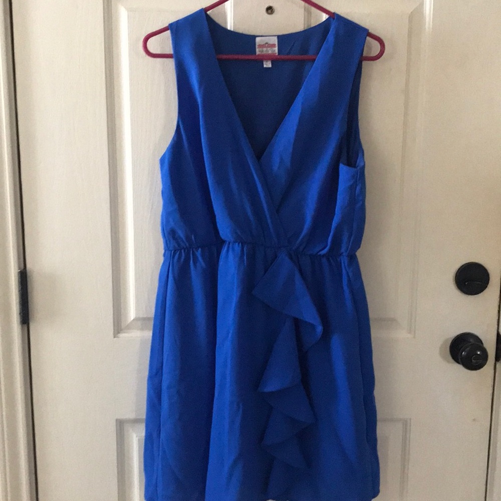 Royal blue dress w/ ruffle